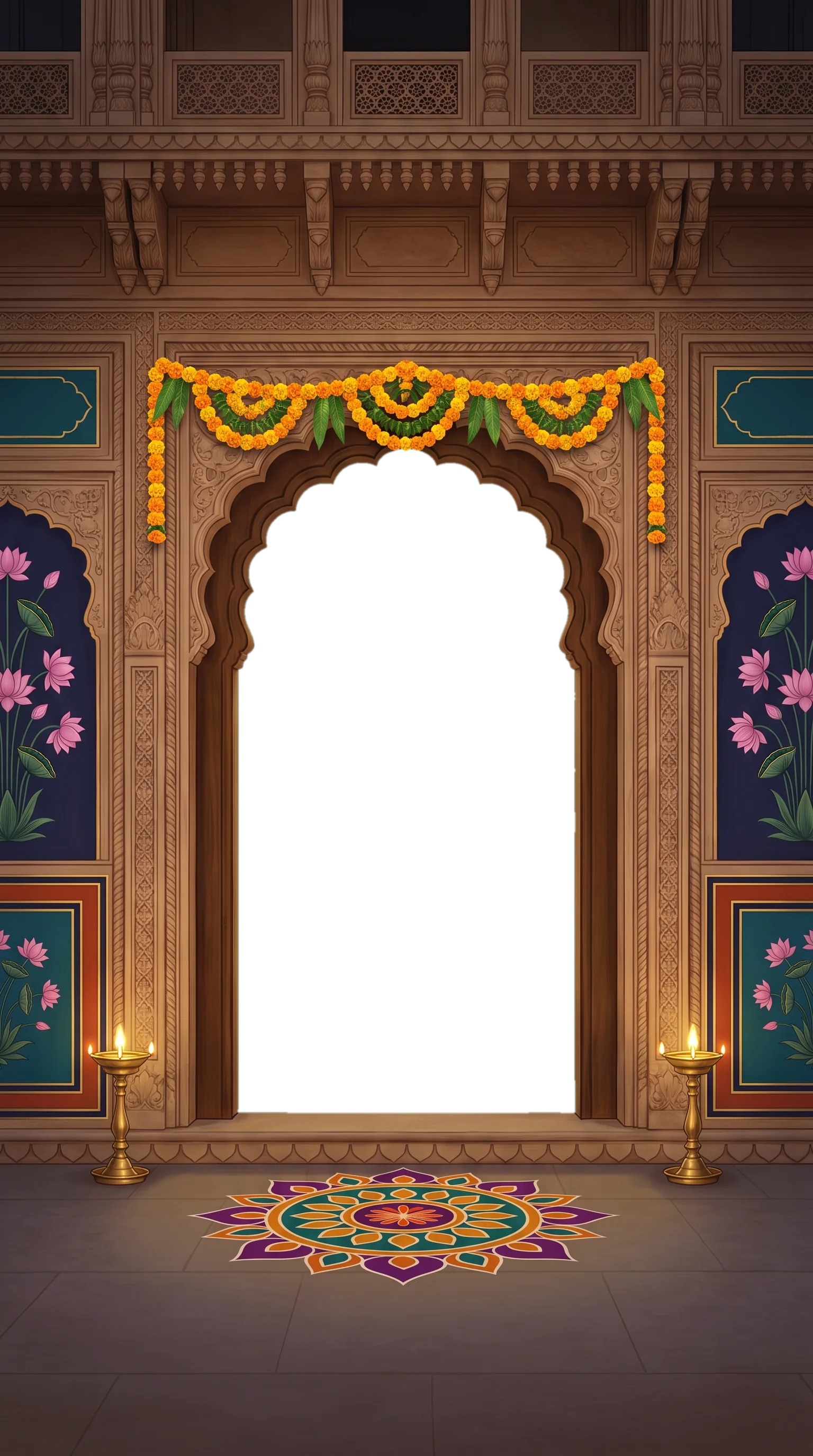 The decorated gates of the wedding home